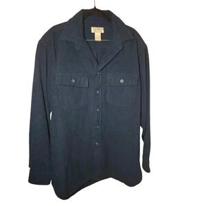 LL Bean Shirt Men Medium Blue Chamois Flannel Heavyweight Long Sleeve Outdoor
